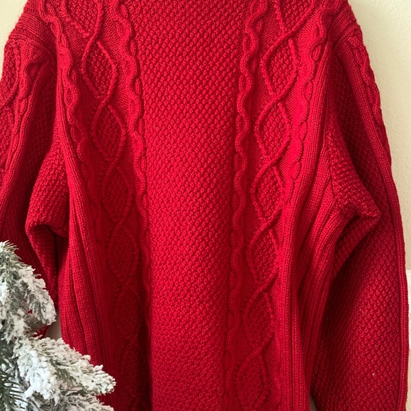 {Hand Knit} Wool Cable Pattern Sweater Jacket - Picture 4 of 6